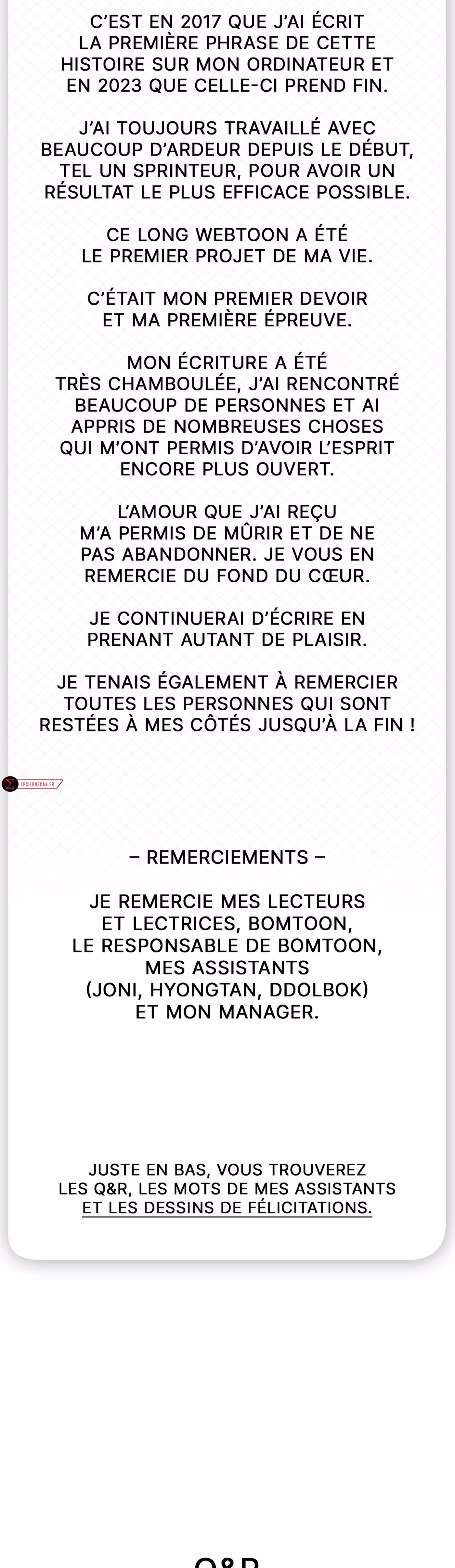 Dear. Door Chapitre 164 - Note de l'Auteur page 2
